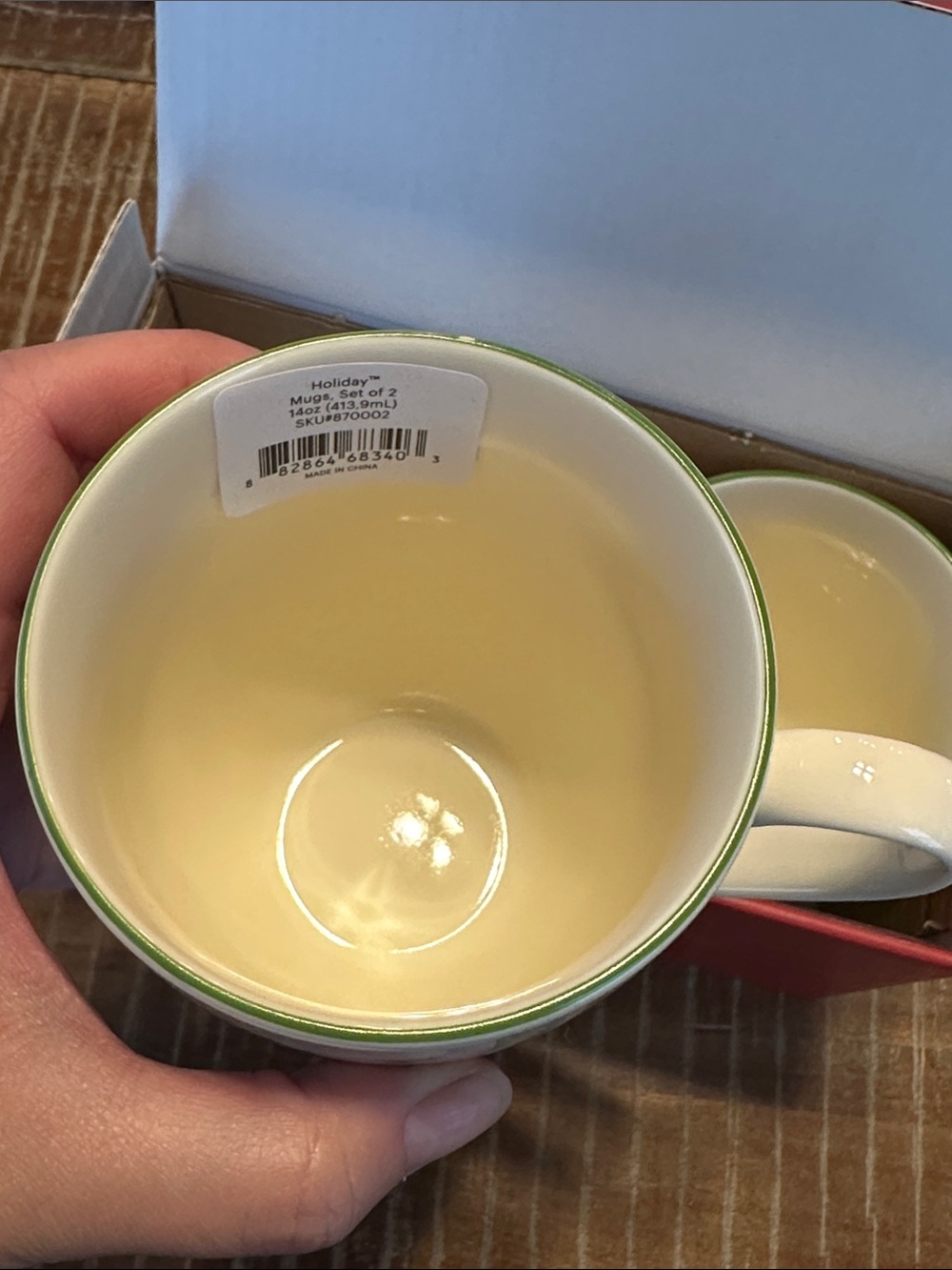 Lenox Holiday Cream Mugs with Green Holly and Red Berry Accents - Set of 2 - Picture 16 of 16